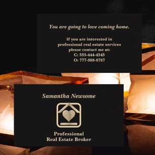 Luxury Gold & Black Real Estate Business Card