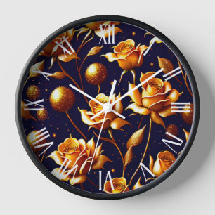 Luxury Gold Boho Rose Modern Collection Clock