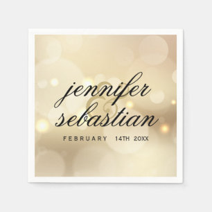 Luxury gold bokeh WEDDING MONOGRAM Napkin