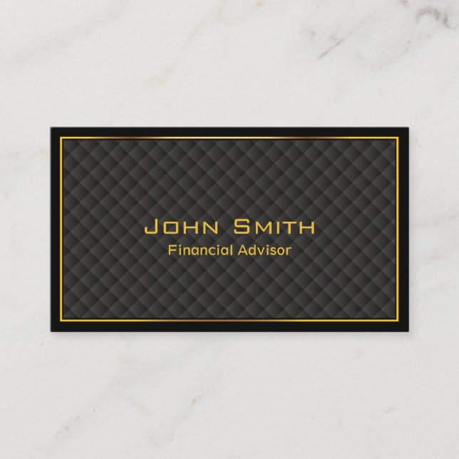 Luxury Gold Border Financial Advisor Business Card (Front)