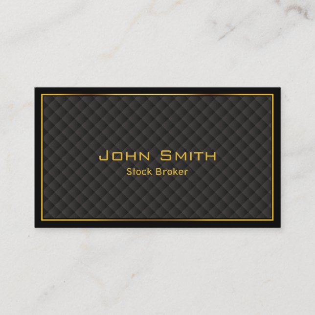 Luxury Gold Border Stock Broker Business Card (Front)