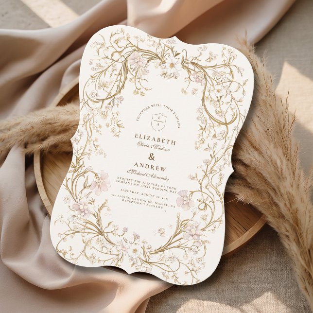 Luxury Gold Botanical Classic Wedding Invitation (Creator Uploaded)