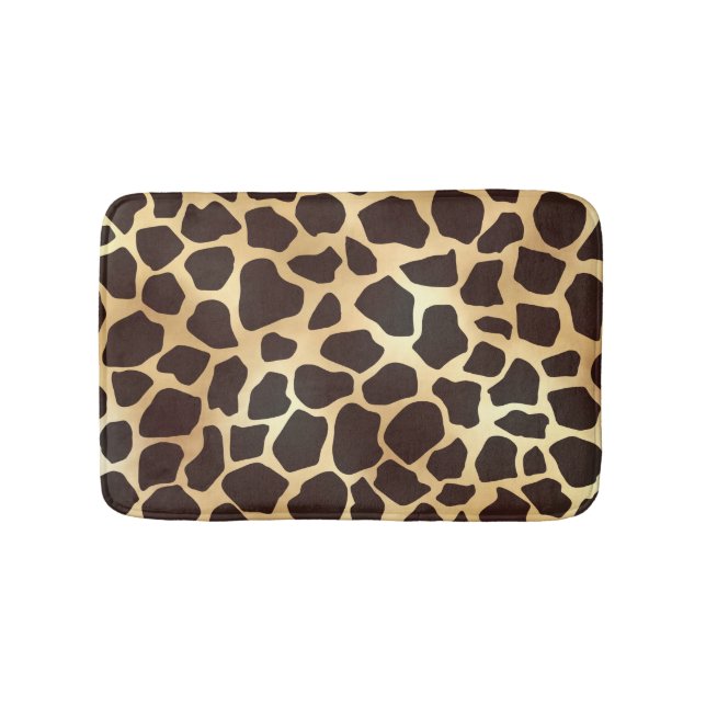 Luxury Gold Brown Giraffe Animal Print Pattern Bath Mat (Front)