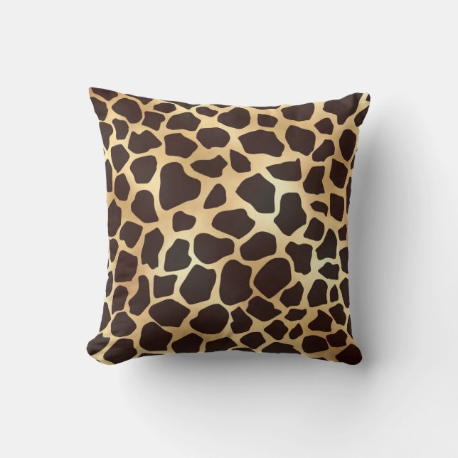 Luxury Gold Brown Giraffe Animal Print Pattern Cushion (Front)