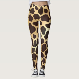 Luxury Gold Brown Giraffe Animal Print Pattern Leggings
