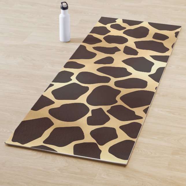 Luxury Gold Brown Giraffe Animal Print Pattern Yoga Mat (In Situ)