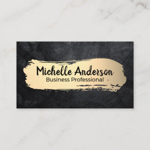 Luxury Gold Brushed   Black Texture Business Card