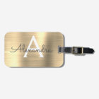 Luxury Gold Brushed Metal Monogram Name Initial