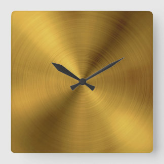 Luxury Gold Brushed Metal Texture 6 Square Wall Clock