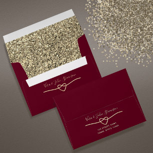 Luxury Gold Burgundy Wedding Envelope