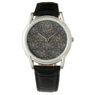 Luxury Gold Business Logo Elegant Navy Blue Custom Watch