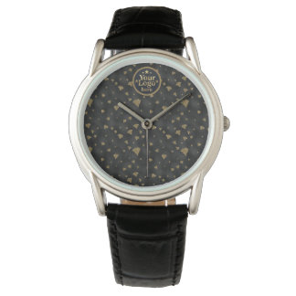 Luxury Gold Business Logo Elegant Navy Blue Custom Watch