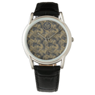 Luxury Gold Business Logo Elegant Navy Blue Custom Watch