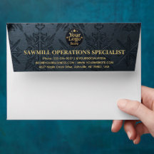 Luxury Gold Business Logo Return Address Navy Blue
