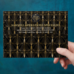 Luxury Gold Business Logo Return Address Navy Blue Envelope