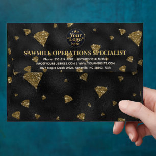 Luxury Gold Business Logo Return Address Navy Blue Envelope