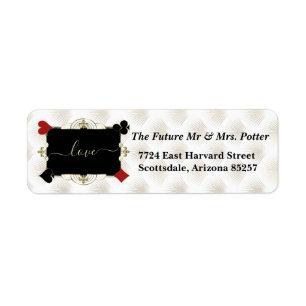 Luxury Gold Casino Vegas Poker Wedding Return  Address Label
