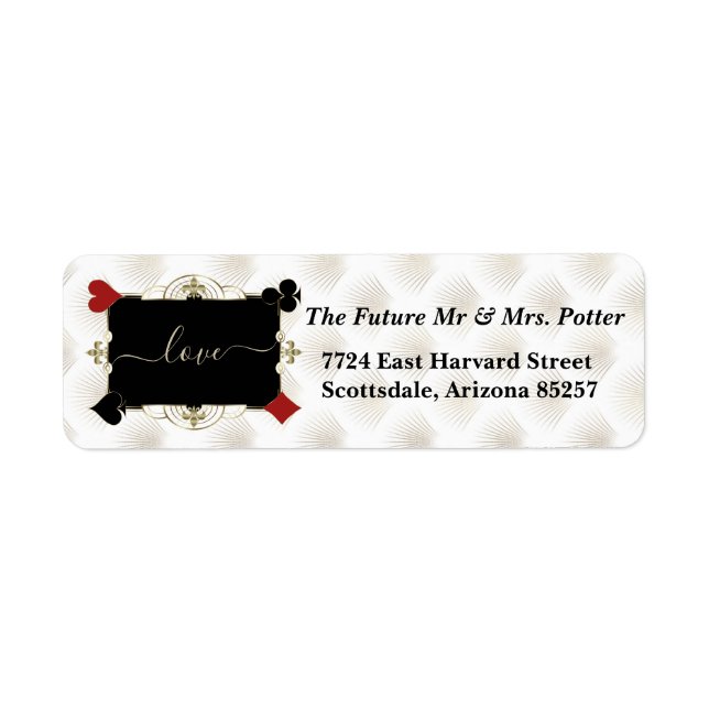Luxury Gold Casino Vegas Poker Wedding Return  Address Label (Front)