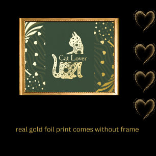 luxury gold cat abstract fine art real foil prints
