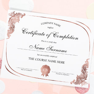 Luxury Gold Certificate of Completion Award Course