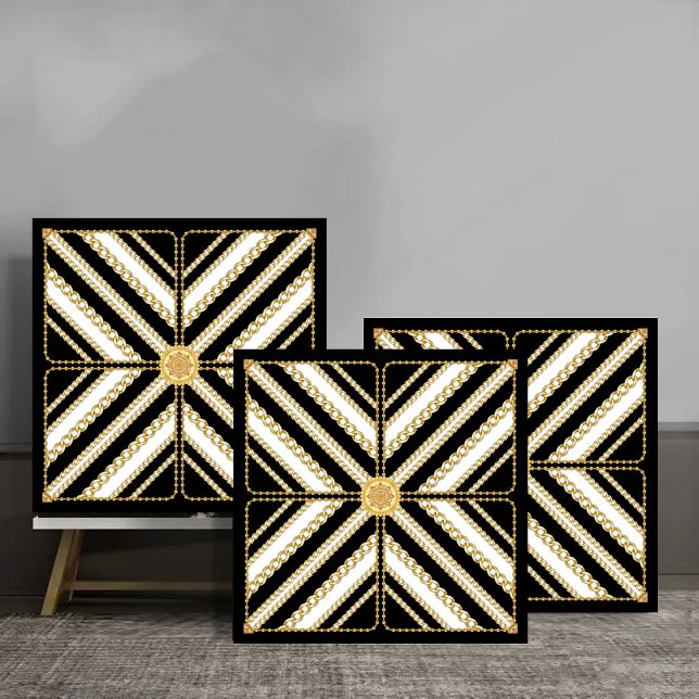 Luxury Gold Chain and Pearl Elegant Baroque design Ceramic Tile (Creator Uploaded)