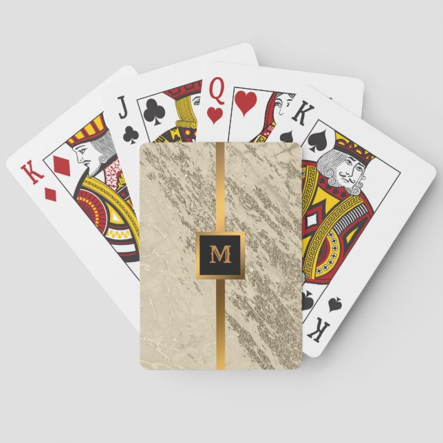 Luxury Gold Champagne Glitter Marble Customise Playing Cards (Back)