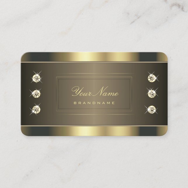 Luxury Gold Colours with Luminous Faux Rhinestones Business Card (Front)