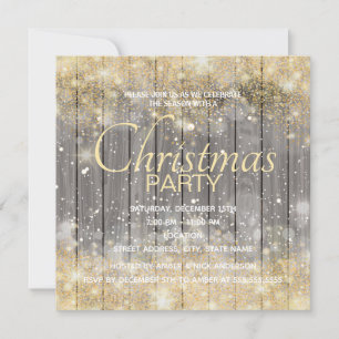 Luxury gold confetti Christmas Party Invitation