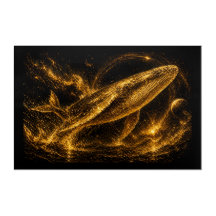Luxury Gold Cosmic Whale Nebula Starry Sky