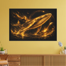 Luxury Gold Cosmic Whale Nebula Starry Sky