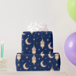 Luxury Gold Crescent Ramadan Lantern Pattern Wrapping Paper