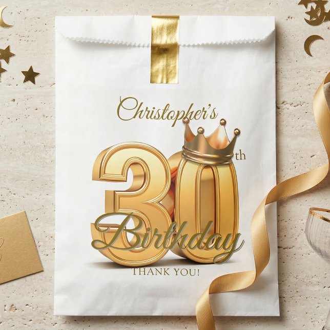 Luxury Gold Crown Royal 30th Birthday Party Favour Bag (Creator Uploaded)