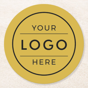 Luxury Gold Custom Business Logo Branded Round Paper Coaster