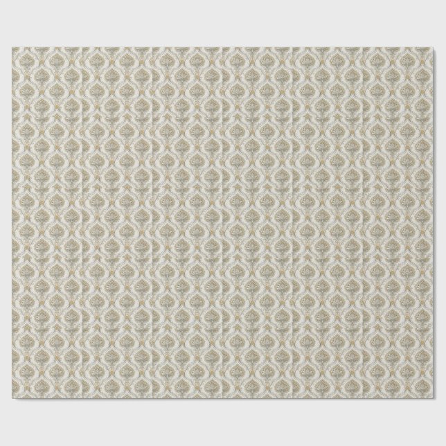 Luxury Gold Damask Seamless Floral Design Pattern Wrapping Paper (Flat)