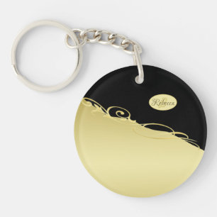 Luxury gold decorative on gold & black background  key ring