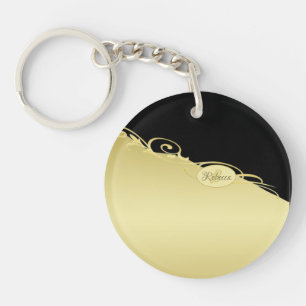 Luxury gold decorative on gold & black background  key ring