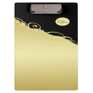 Luxury gold decorative on gold & black, Monogram Clipboard