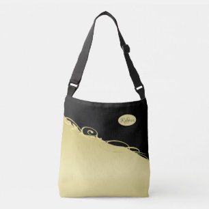 Luxury gold decorative on gold & black, Monogram, Crossbody Bag