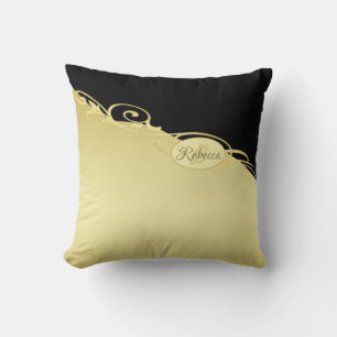 Luxury gold decorative on gold & black, Monogram Cushion