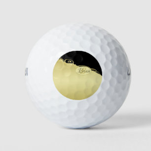 Luxury gold decorative on gold & black, Monogram Golf Balls
