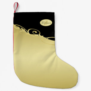 Luxury gold decorative on gold & black, Monogram Small Christmas Stocking