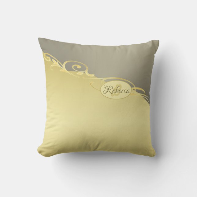 Luxury gold decorative on gold&silver, Monogram  Cushion (Front)