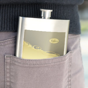 Luxury gold decorative on gold & silver, Monogram Hip Flask