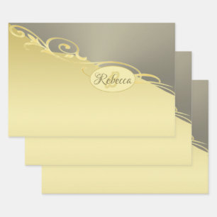 Luxury gold decorative on gold & silver, Monogram, Wrapping Paper Sheet