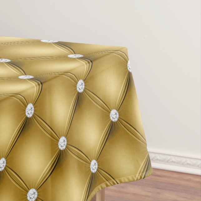 Luxury Gold Diamond Tufted Pattern Tablecloth (In Situ)