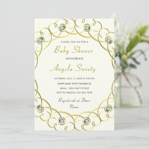 Luxury Gold Diamonds Baby Shower Invitation