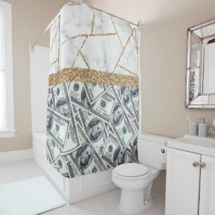 Luxury Gold Dollars Interior Marble Glitter Shower Curtain