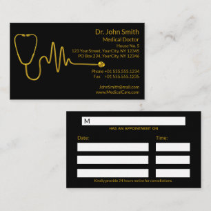 Luxury Gold ECG Wave Stethoscope EKG Line Medical Appointment Card