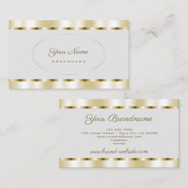 Luxury Gold Effect and Light Grey Professional Business Card (Front/Back)