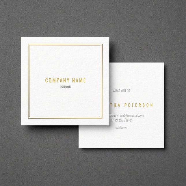 Luxury gold effect border white square business card (Luxury gold effect border white square business card.)